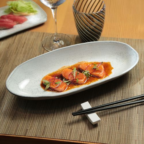 Organic Deep Oval Platter Stoneware 12.6x6.3in 21.98oz Echo