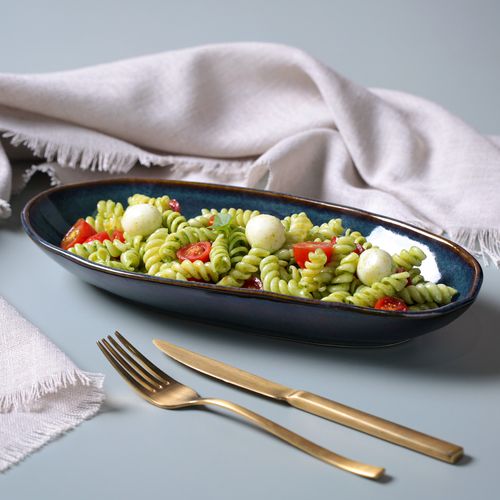 Organic Deep Oval Platter Stoneware 12.6x6.3in 21.98oz Oceano