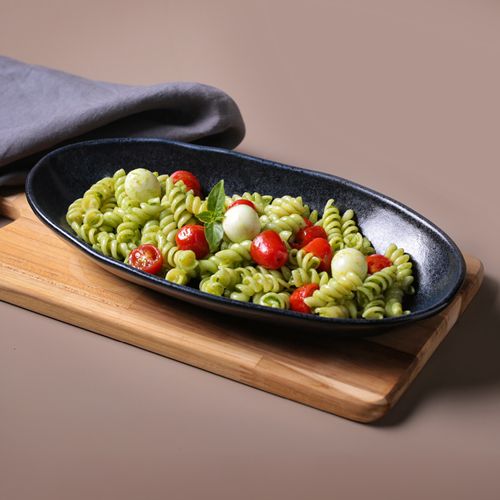 Organic Deep Oval Platter Stoneware 12.6x6.3in 21.98oz Night Blue