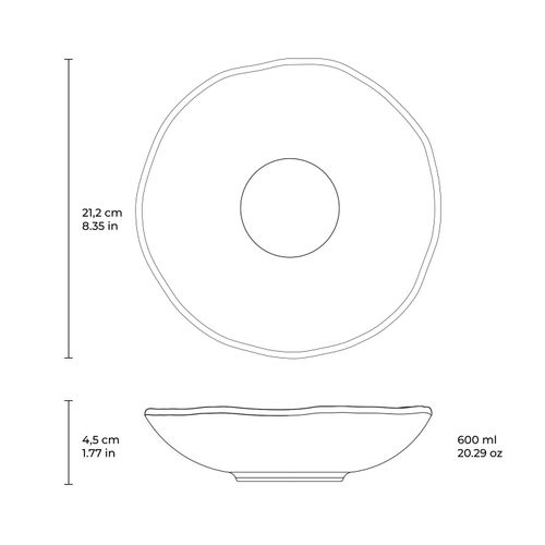 Organic Soup Plate Stoneware Ø8.35in 20.29oz Oceano