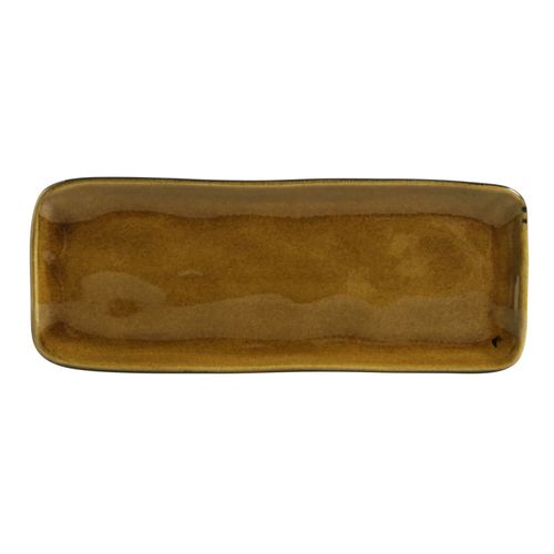 Organic Rectangular Platter Stoneware 8.66x3.74in Amber